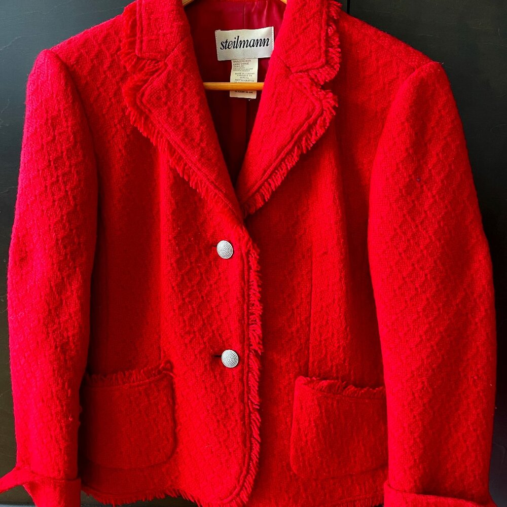 Bright Red Wool Blazer
